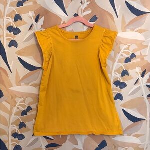 Tea Collection Yellow Ruffle Sleeve Tank